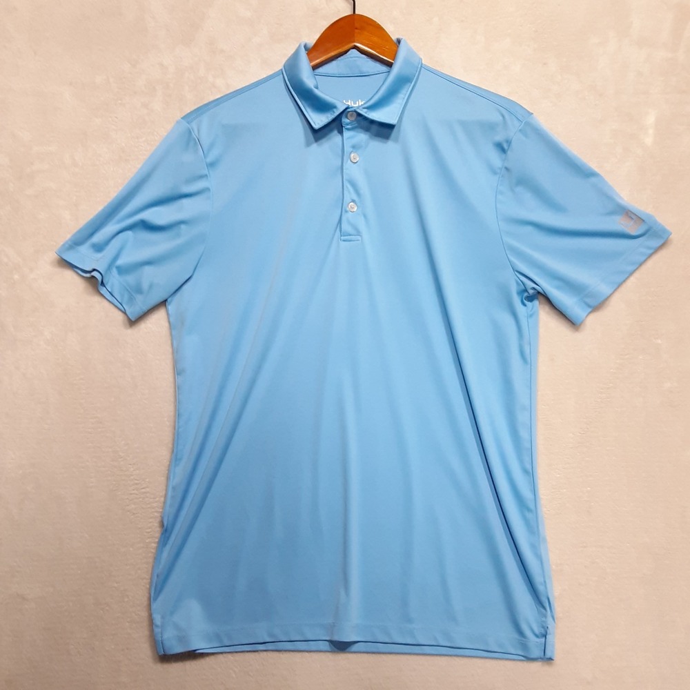 Huk Pursuit Mens Performance Polo Medium Marolina Blue UPF 50